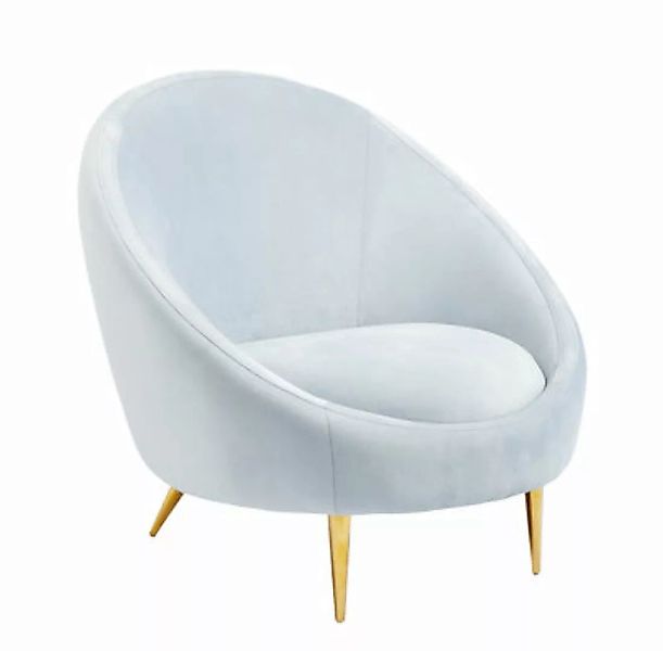 Gepolsterter Sessel Ether textil weiß blau / Stoff & Messing - Jonathan Adl günstig online kaufen