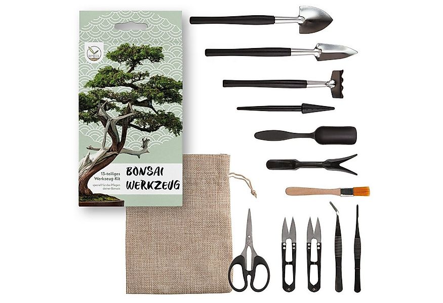 HappySeed Gartenpflege-Set Bonsai Werkzeug-Set 13-teilig mit praktischem Au günstig online kaufen
