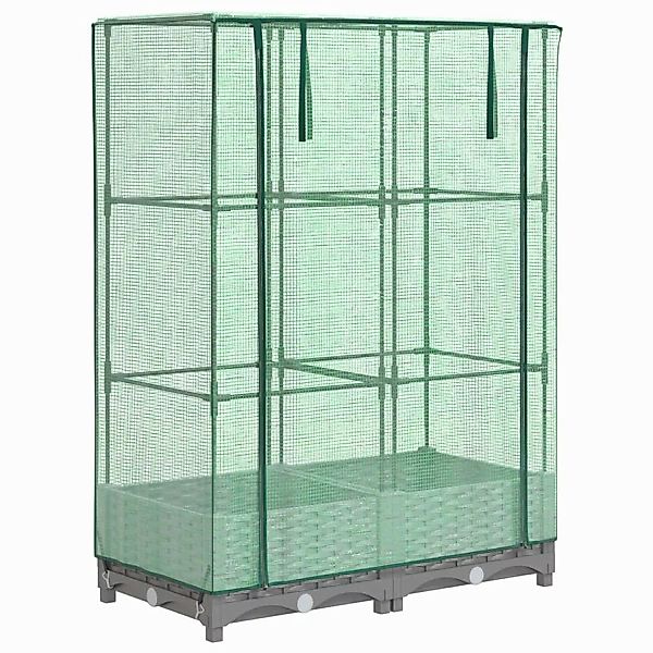vidaXL Hochbeet mit Gewächshaus-Aufsatz Rattan-Optik 80x40x123 cm 2163962 günstig online kaufen