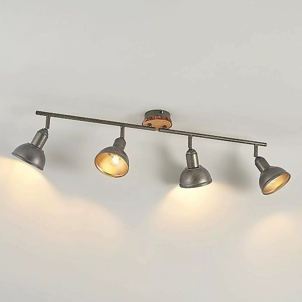 Lindby Nesrin Deckenlampe mit Holzscheibe, 4-fl. günstig online kaufen