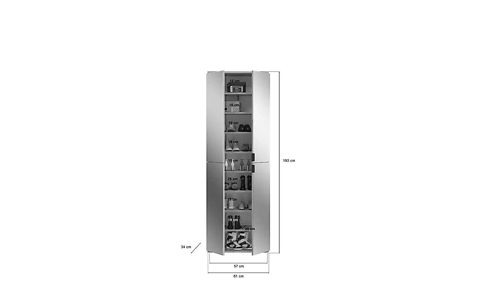 Garderobenschrank  Projekt X ¦ holzfarben ¦ Maße (cm): B: 61 H: 193 T: 34.0 günstig online kaufen