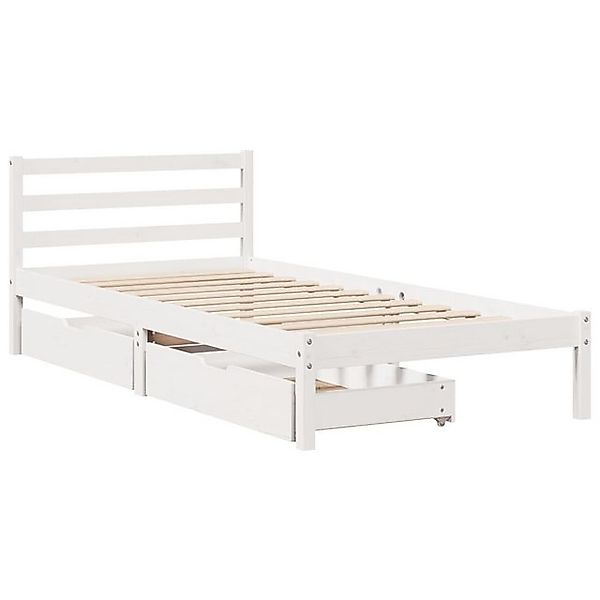 vidaXL Bett, Massivholzbett ohne Matratze Weiß 90x190 cm Kiefernholz günstig online kaufen