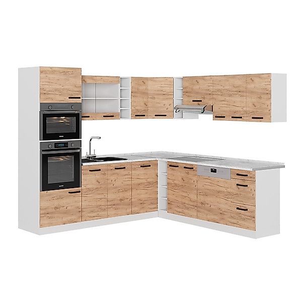 Vicco Winkelküche R-Line, Goldkraft Eiche/Weiß/Weiß, 237 günstig online kaufen