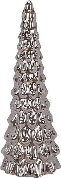 Deko-Figur Tannenbaum ca. 24 cm mit LED Grau Silberfarbig günstig online kaufen