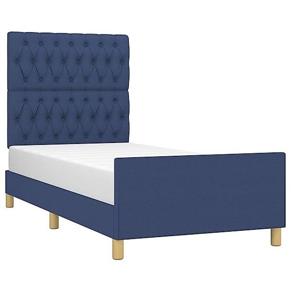 vidaXL Bett Bettgestell ohne Matratze Blau 100x200 cm Stoff günstig online kaufen