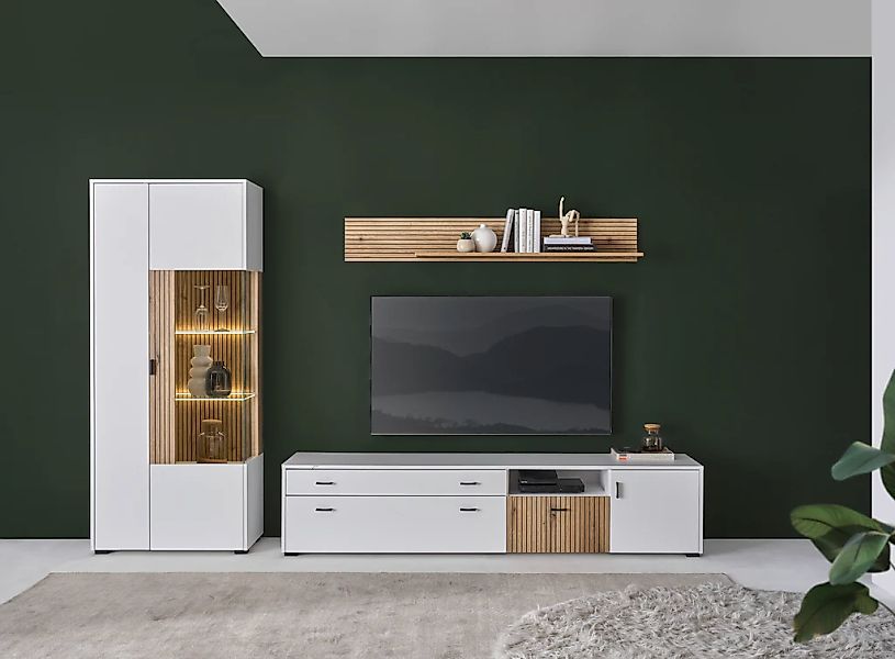 INOSIGN Wohnwand "HUDSON", (Set, 3 St.), mit moderner Rillenoptik, Griffe a günstig online kaufen