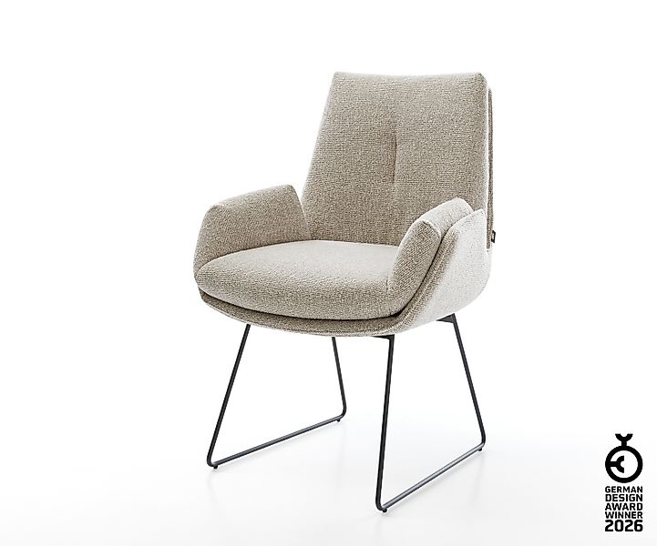 Esszimmerstuhl Clea-Flex Webstoff Soft Beige Kufengestell Schwarz günstig online kaufen