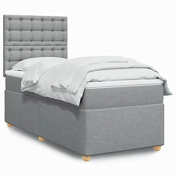 vidaXL Boxspringbett, Boxspringbett mit Matratze Hellgrau 80x200 cm Stoff günstig online kaufen