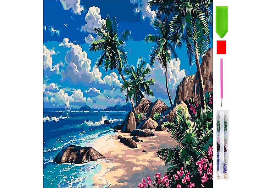 LA CUTE Malen nach Zahlen 5d Diamond Painting Palmen am Strand Malen nach Z günstig online kaufen