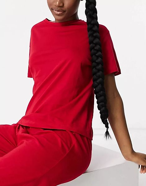 ASOS DESIGN – Mix and Match – Pyjama-T-Shirt aus Jersey in Rot günstig online kaufen