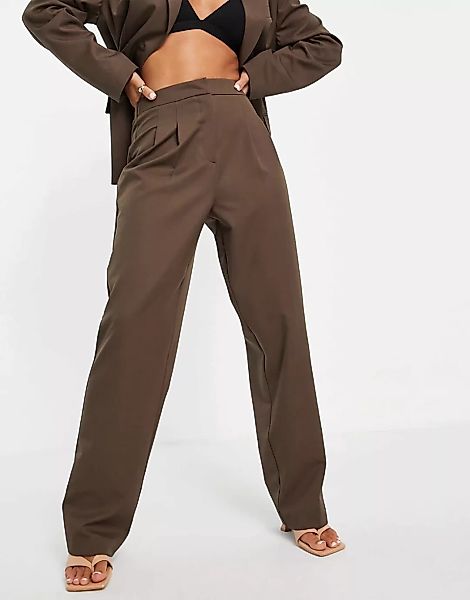 ASOS DESIGN – Anzughose in Schokoladenbraun mit maskulinem Schnitt und elas günstig online kaufen