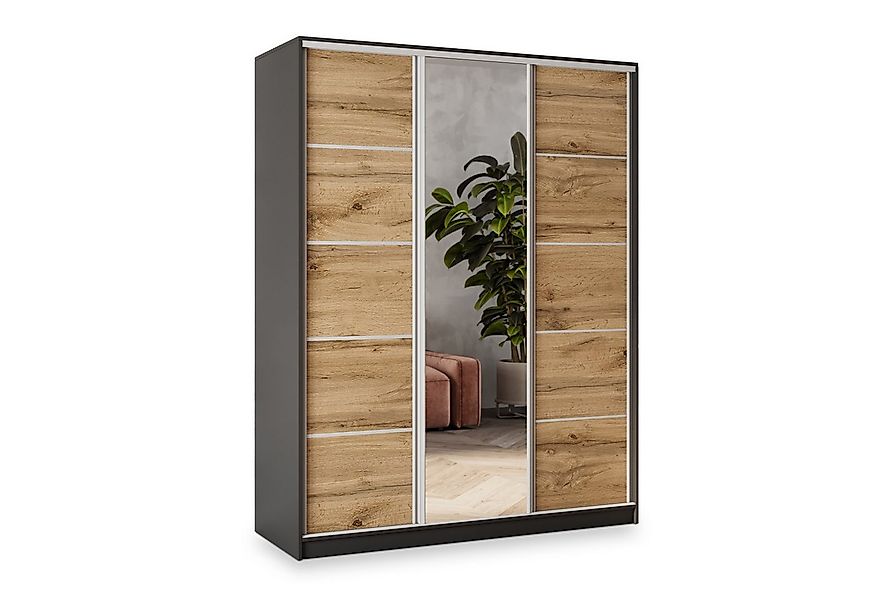 Masseno Schwebetürenschrank NATA Kleiderschrank mit Spiegel und Schubladen günstig online kaufen