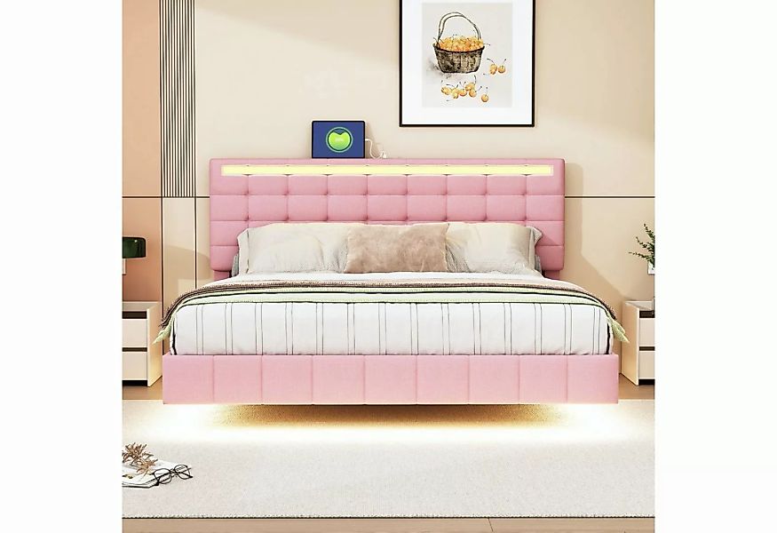 HAUSS SPLOE Polsterbett 160 x 200 cm mit LED-Leuchten und Kopfteildesign in günstig online kaufen