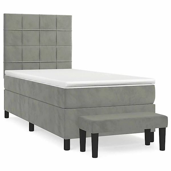 vidaXL Boxspringbett mit Matratze Hellgrau 80x200 cm Samt1357655 günstig online kaufen