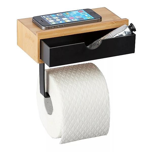 WENKO Toilettenpapierrollenhalter mit Schublade Bambusa, Toilettenpapierhal günstig online kaufen