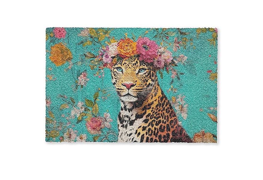 MuchoWow Fußmatte Leopard - Blumen - Krone, Rechteckig, innen Schmutzfangma günstig online kaufen