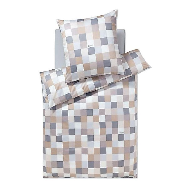 JOOP! Comfort Satin Bettwäsche Mosaik 4092-7 Sand grau 135x200 günstig online kaufen