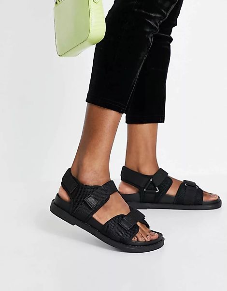 Monki – Misha Recycled – Dad-Sandalen in Schwarz günstig online kaufen