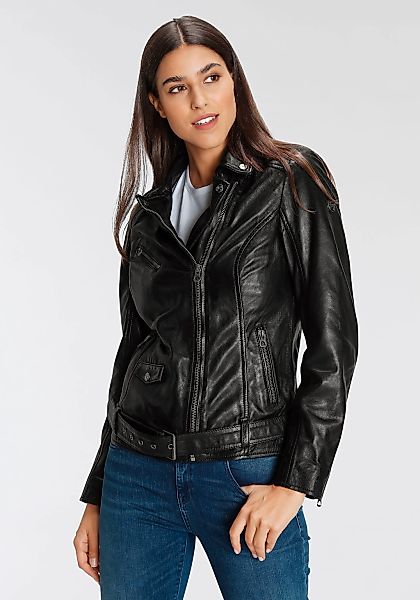 Mauritius Lederjacke "AUBREE", lässige Bikerjacke mit Gürtel günstig online kaufen