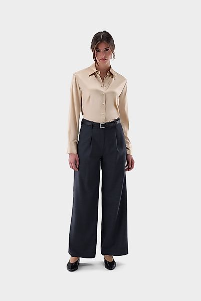 Hemdbluse tailliert aus Seidensatin-Stretch günstig online kaufen