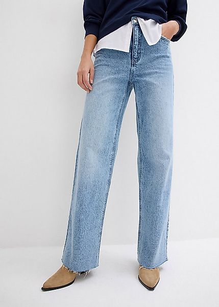 bonprix Weite Jeans (1-tlg) Loose Fit, High Waist, mit Elasthan, aus leicht günstig online kaufen