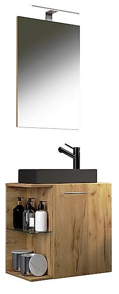 VCM Waschtisch 3-tlg Waschtisch Hausa Spiegel Toilette Schwarz (3-St) günstig online kaufen