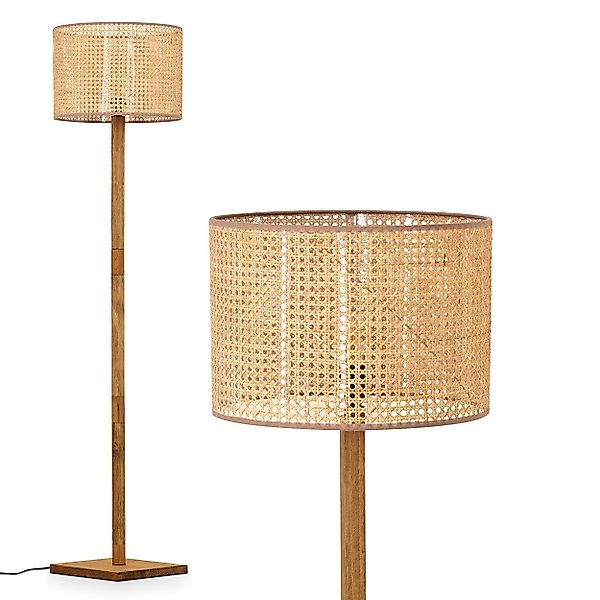 hofstein Stehlampe Boho-Style Stehlampe aus Holz/Wienergeflecht günstig online kaufen