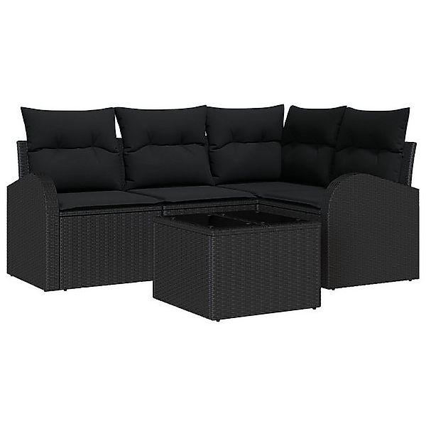 vidaXL Loungesofa 5-teiliges Garten-Sofa-Set mit Kissen Beige Poly-Rattan, günstig online kaufen
