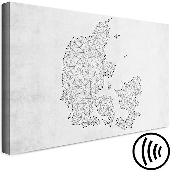 Bild auf Leinwand Vernetztes Dänemark - vernetzte Karte auf einem hellgraue günstig online kaufen