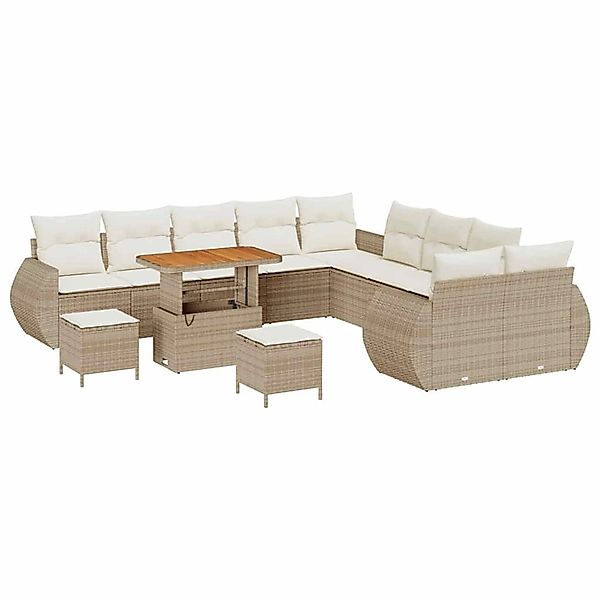 vidaXL Garten-Sofa-Set 13-Tlg Beige Poly Rattan 3361936 günstig online kaufen