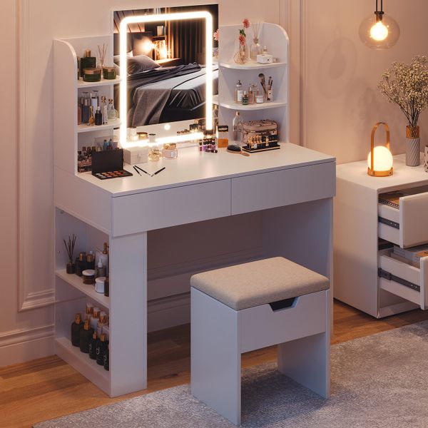 HOMALL Schminktisch mit LED-Beleuchtung, einstellbare Helligkeit, günstig online kaufen