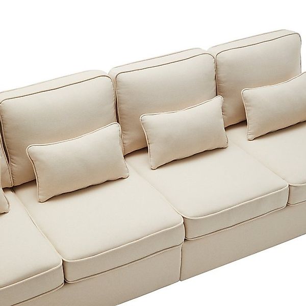 OKWISH Sofa 4-Sitzer-Schlafsofa aus Leinenstoff, Viersitzer-Sofa mit Armleh günstig online kaufen