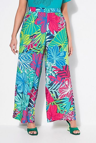 Ulla Popken Schlupfhose Hose Blätter weites gerades Bein Elastikbund günstig online kaufen