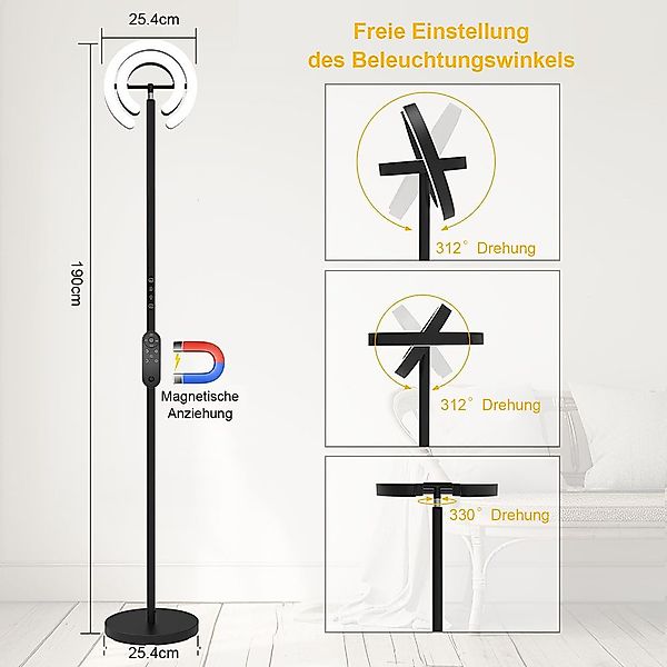 Sunicol Stehlampe Dimmbar LED Stehlampe, 312° günstig online kaufen
