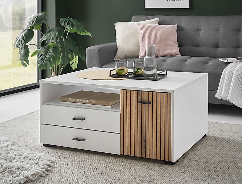Home affaire Couchtisch "Hudson" in moderner Trendfarbe, Griffe aus Metall günstig online kaufen