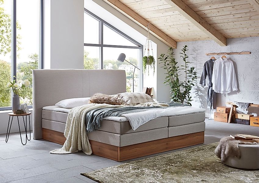 Home affaire Boxspringbett »Blomen« mit Walnuss-Dekor, mit Bettkasten, vers günstig online kaufen