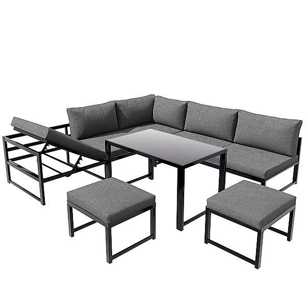 5-teiliges Gartenmöbel-Set, Sitzgruppe mit verstellbarer Rückenlehne, Schwa günstig online kaufen