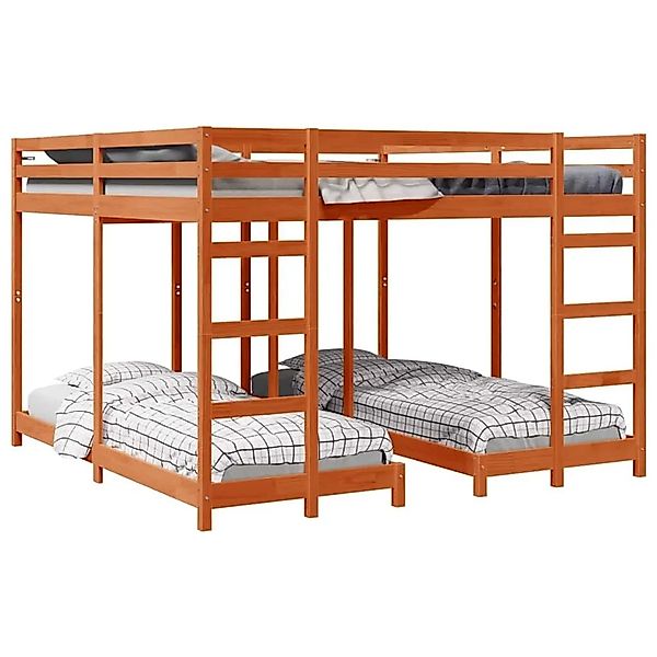 vidaXL Dreifach Etagenbettrahmen Wachsbraun 200 x 200 cm 3414560 günstig online kaufen