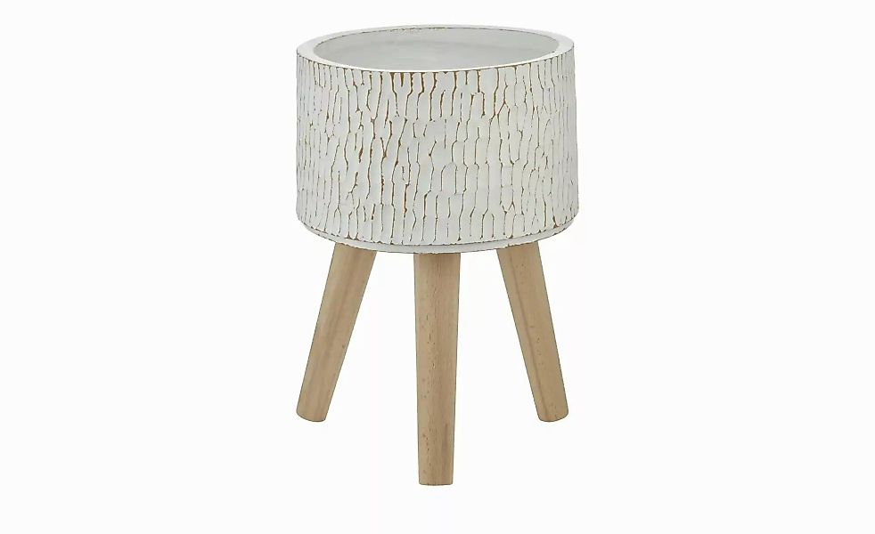 HOME STORY Übertopf auf Holzbeinen   ¦ weiß ¦ Magnesia,Fiberglas,Holz ¦ Maß günstig online kaufen