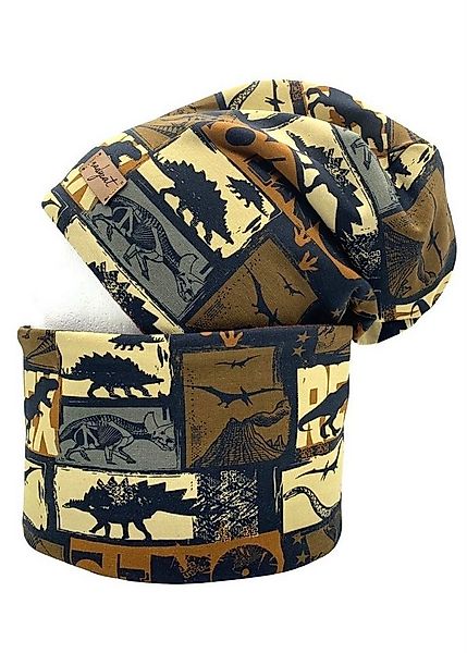nadycat Beanie DINOSAURIER braun-schwarz (2-St., Beanie mit passendem Loop) günstig online kaufen