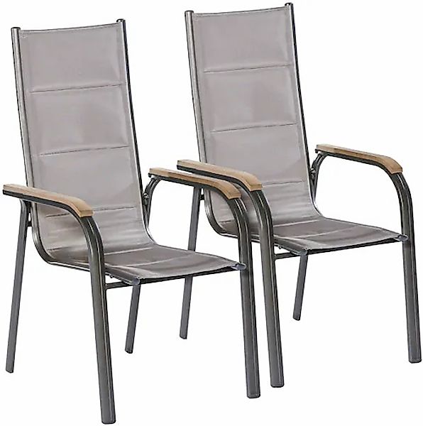 MERXX Gartenstuhl »Trivero« (Set) 2 2er Set, Alu/Textil, stapelbar, braun günstig online kaufen