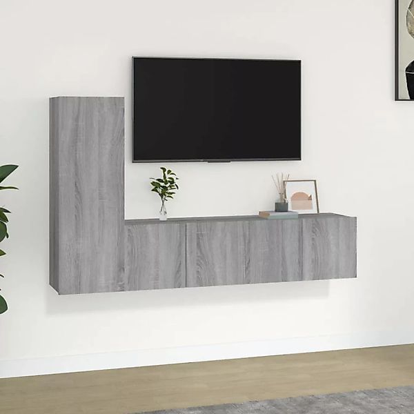 Vidaxl 3-tlg. Tv-schrank-set Grau Sonoma Holzwerkstoff günstig online kaufen