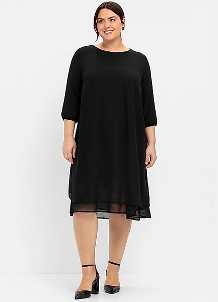Sheego Etuikleid Chiffonkleid 3/4-Arm in Lagen-Optik günstig online kaufen