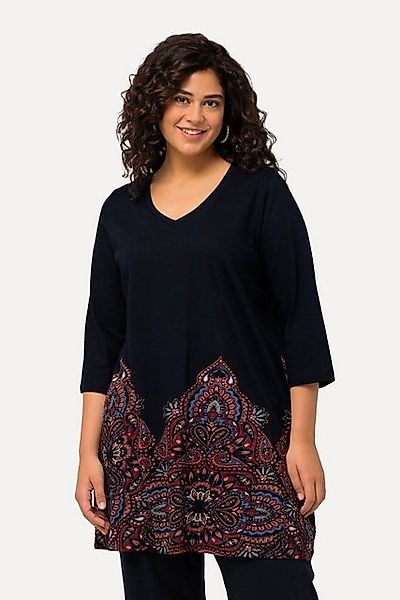Ulla Popken Longshirt Longshirt Paisleybordüre V-Ausschnitt günstig online kaufen