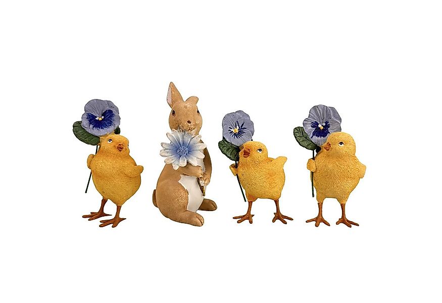 Online-Fuchs Dekofigur Osterhase mit 3 süßen Küken - Frühlingsdeko, Osterde günstig online kaufen
