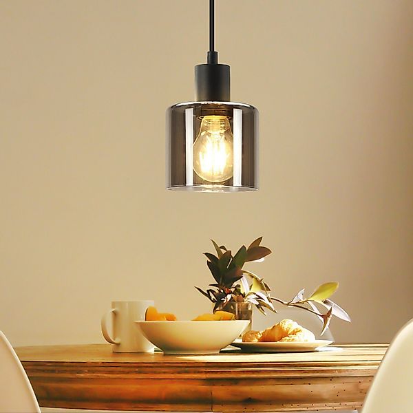 Nettlife Pendelleuchte Schwarz Vintage E27 Glas günstig online kaufen