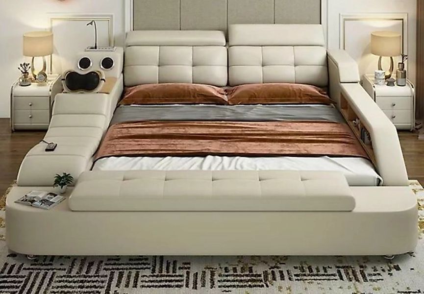 JVmoebel Bett Multifunktions Bett Luxus Design Leder Betten Doppel 180x200c günstig online kaufen