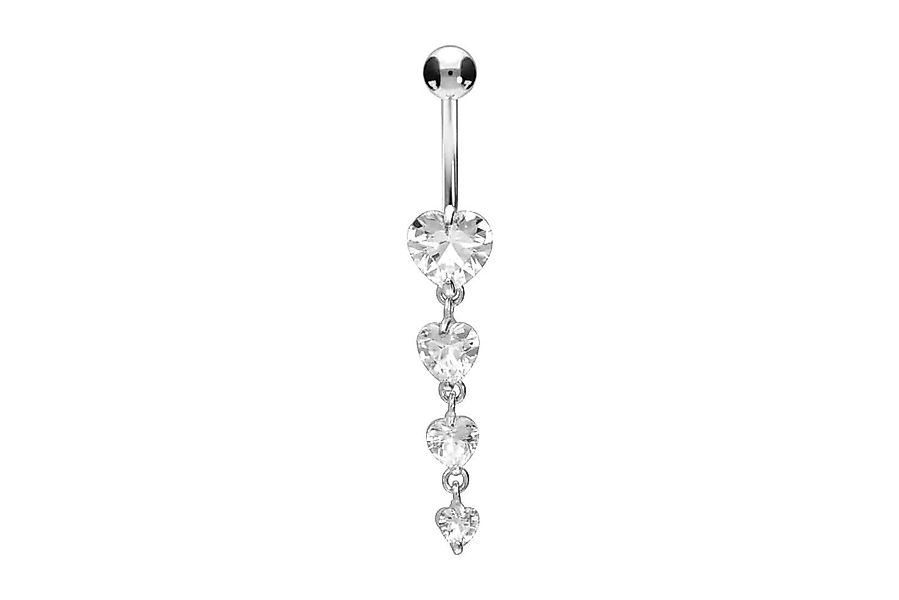 PIERCINGLINE Bauchnabelpiercing Chirurgenstahl Bananabell 4 KRISTALLHERZEN günstig online kaufen