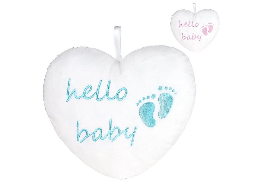 BRUBAKER Dekokissen Plüschherz Hello Baby 25 cm - Babyparty Geschenk zur Ge günstig online kaufen