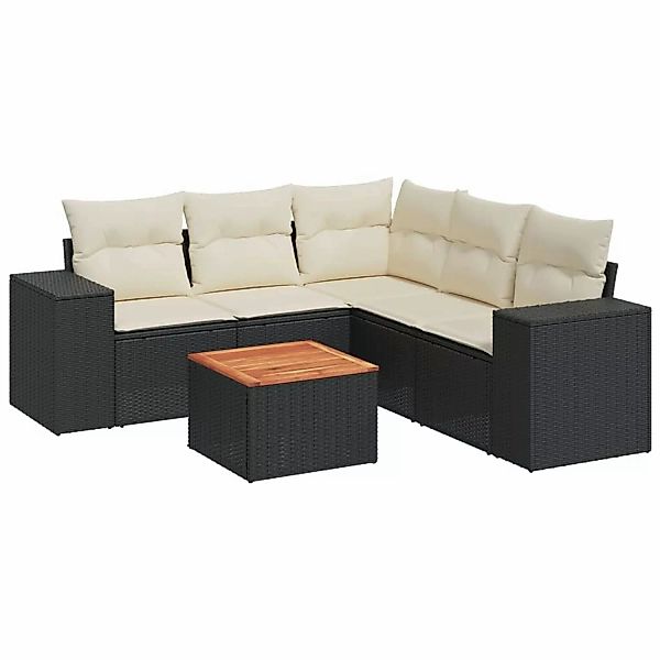 vidaXL 6-tlg Garten-Sofagarnitur mit Kissen Schwarz Poly Rattan Modell 42 günstig online kaufen